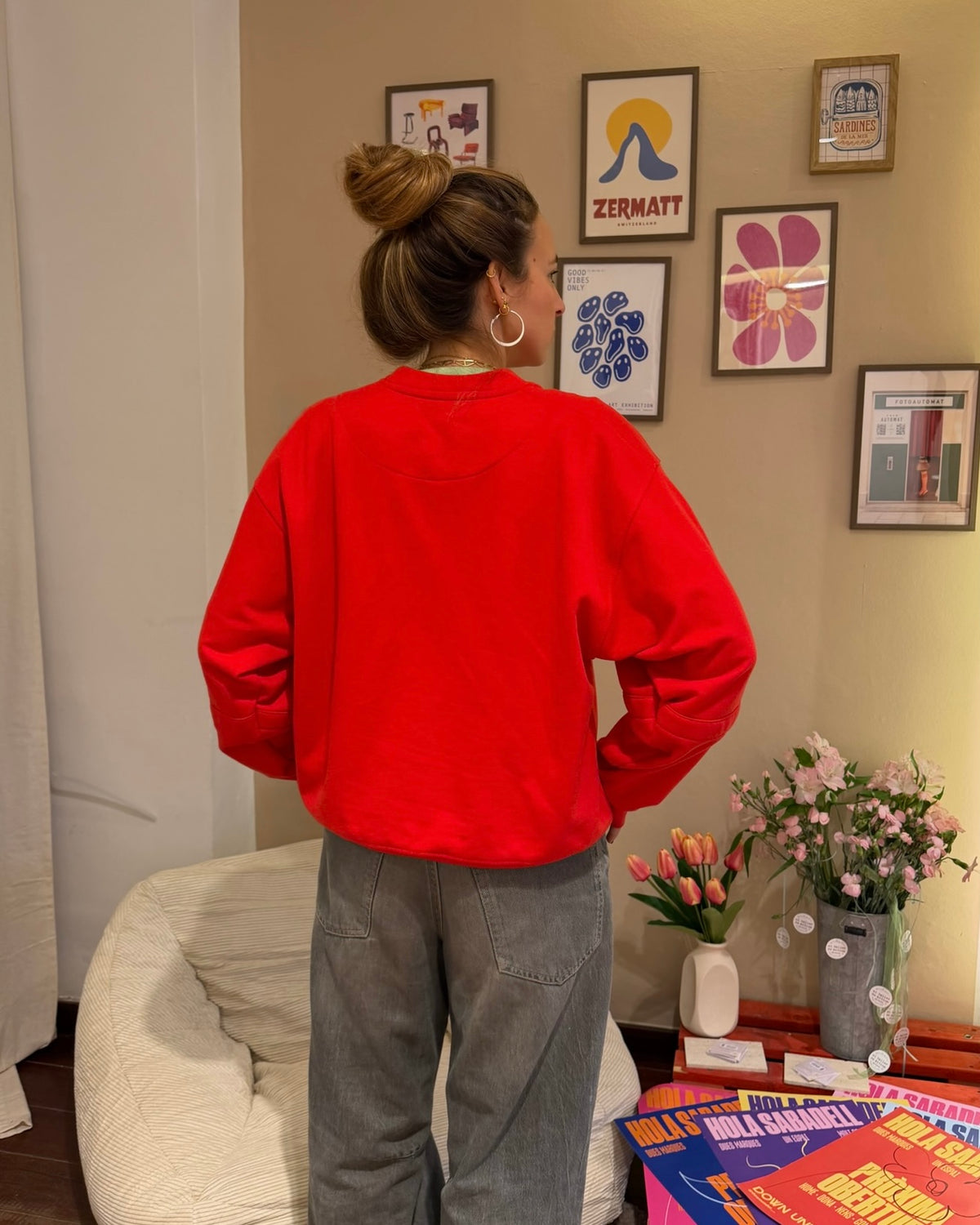 RED - Oversized Washed Sweatshirt