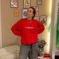RED - Oversized Washed Sweatshirt