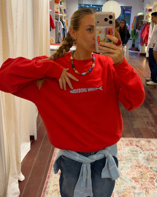 RED - Oversized Washed Sweatshirt